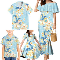 Hawaii Hibiscus Plumeria Blue Family Matching Mermaid Dress and Hawaiian Shirt Polynesian Pattern LT01 - Polynesian Pride