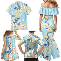 Hawaii Hibiscus Plumeria Blue Family Matching Mermaid Dress and Hawaiian Shirt Polynesian Pattern LT01 - Polynesian Pride