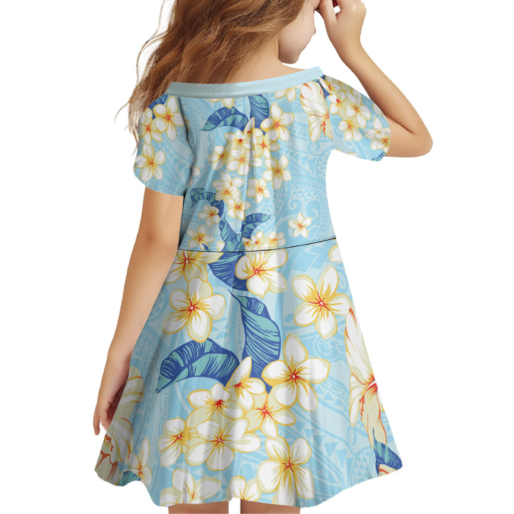 Hawaii Hibiscus Plumeria Blue Family Matching Puletasi and Hawaiian Shirt Polynesian Pattern
