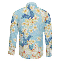 Hawaii Hibiscus Plumeria Blue Family Matching Short Sleeve Bodycon Dress and Hawaiian Shirt Polynesian Pattern LT01 - Polynesian Pride