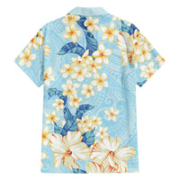 Hawaii Hibiscus Plumeria Blue Family Matching Summer Maxi Dress and Hawaiian Shirt Polynesian Pattern LT01 - Polynesian Pride