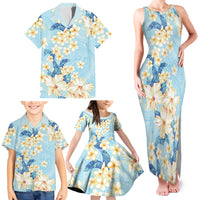 Hawaii Hibiscus Plumeria Blue Family Matching Tank Maxi Dress and Hawaiian Shirt Polynesian Pattern LT01 - Polynesian Pride