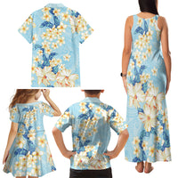 Hawaii Hibiscus Plumeria Blue Family Matching Tank Maxi Dress and Hawaiian Shirt Polynesian Pattern LT01 - Polynesian Pride