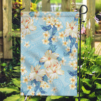 Hawaii Hibiscus Plumeria Blue Garden Flag Polynesian Pattern