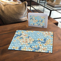Hawaii Hibiscus Plumeria Blue Puzzle Polynesian Pattern