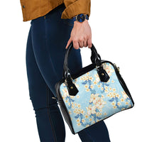 Hawaii Hibiscus Plumeria Blue Shoulder Handbag Polynesian Pattern