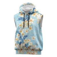 Hawaii Hibiscus Plumeria Blue Sleeveless Hoodie Polynesian Pattern LT01 Blue - Polynesian Pride