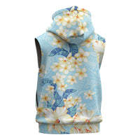 Hawaii Hibiscus Plumeria Blue Sleeveless Hoodie Polynesian Pattern LT01 - Polynesian Pride