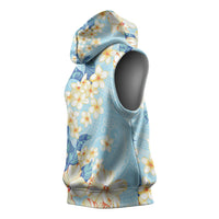 Hawaii Hibiscus Plumeria Blue Sleeveless Hoodie Polynesian Pattern LT01 - Polynesian Pride