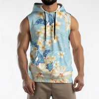 Hawaii Hibiscus Plumeria Blue Sleeveless Hoodie Polynesian Pattern LT01 - Polynesian Pride