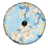 Hawaii Hibiscus Plumeria Blue Spare Tire Cover Polynesian Pattern