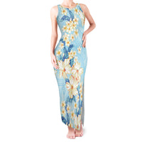 Hawaii Hibiscus Plumeria Blue Tank Maxi Dress Polynesian Pattern LT01 Women Blue - Polynesian Pride