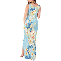 Hawaii Hibiscus Plumeria Blue Tank Maxi Dress Polynesian Pattern LT01 - Polynesian Pride