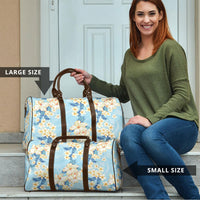 Hawaii Hibiscus Plumeria Blue Travel Bag Polynesian Pattern