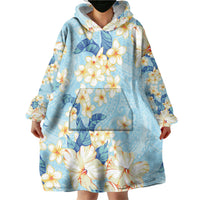 Hawaii Hibiscus Plumeria Blue Wearable Blanket Hoodie Polynesian Pattern LT01 - Polynesian Pride