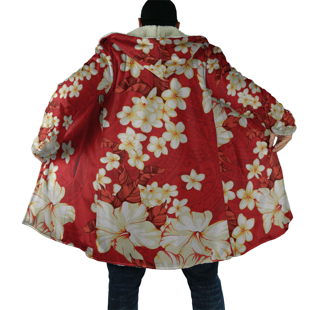 Hawaii Hibiscus Plumeria Red Cloak Polynesian Pattern