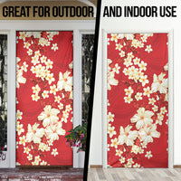 Hawaii Hibiscus Plumeria Red Door Cover Polynesian Pattern