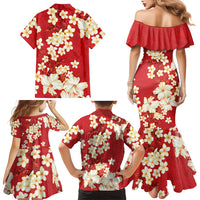 Hawaii Hibiscus Plumeria Red Family Matching Mermaid Dress and Hawaiian Shirt Polynesian Pattern LT01 - Polynesian Pride