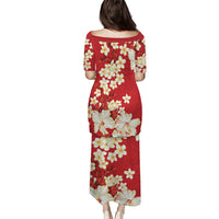 Hawaii Hibiscus Plumeria Red Family Matching Puletasi and Hawaiian Shirt Polynesian Pattern