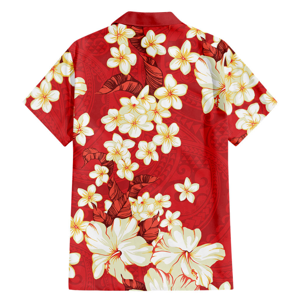 Hawaii Hibiscus Plumeria Red Family Matching Summer Maxi Dress and Hawaiian Shirt Polynesian Pattern LT01 - Polynesian Pride