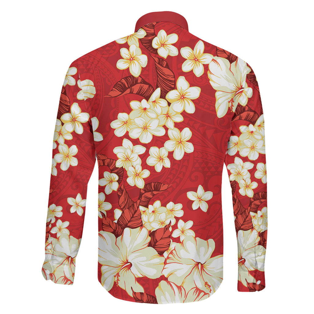 Hawaii Hibiscus Plumeria Red Family Matching Summer Maxi Dress and Hawaiian Shirt Polynesian Pattern LT01 - Polynesian Pride