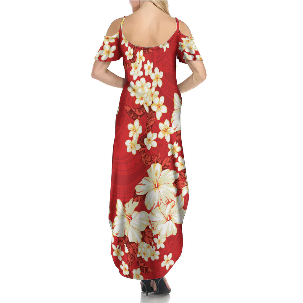 Hawaii Hibiscus Plumeria Red Family Matching Summer Maxi Dress and Hawaiian Shirt Polynesian Pattern LT01 - Polynesian Pride