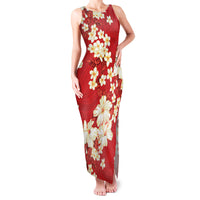 Hawaii Hibiscus Plumeria Red Family Matching Tank Maxi Dress and Hawaiian Shirt Polynesian Pattern LT01 Mom's Dress Red - Polynesian Pride