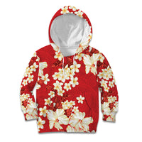 Hawaii Hibiscus Plumeria Red Kid Hoodie Polynesian Pattern