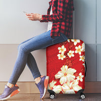 Hawaii Hibiscus Plumeria Red Luggage Cover Polynesian Pattern