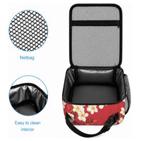 Hawaii Hibiscus Plumeria Red Lunch Bag Polynesian Pattern