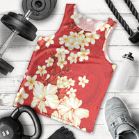 Hawaii Hibiscus Plumeria Red Men Tank Top Polynesian Pattern