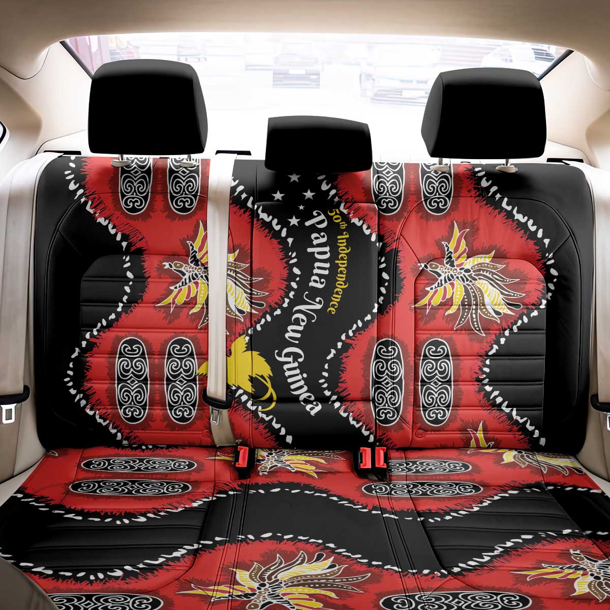 Papua New Guinea 50th Independence Back Car Seat Cover PNG Batik Pattern LT01 - Polynesian Pride