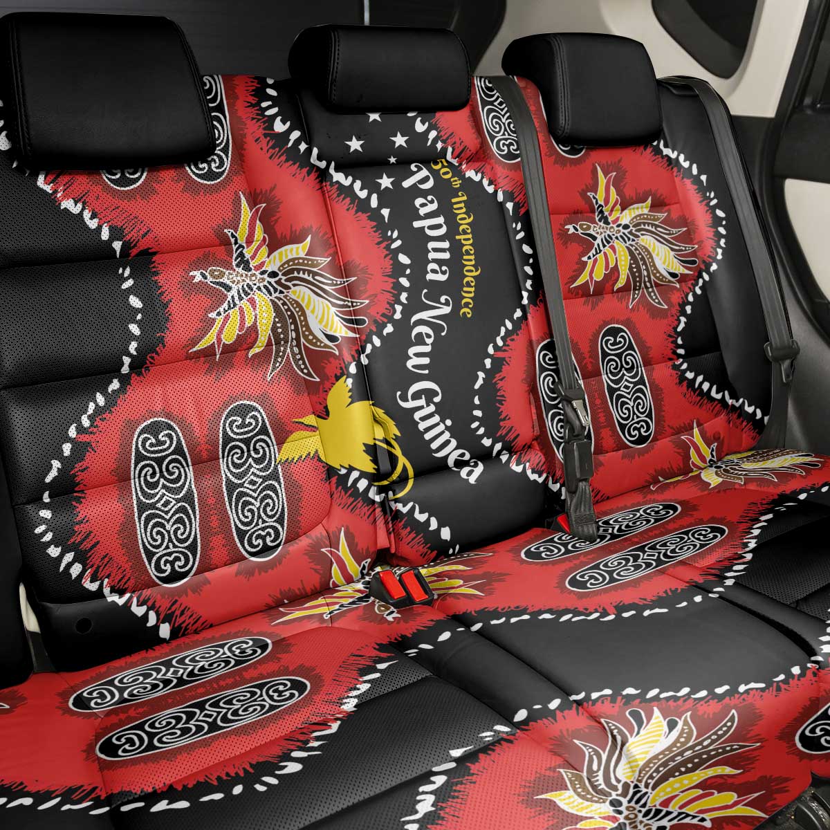 Papua New Guinea 50th Independence Back Car Seat Cover PNG Batik Pattern LT01 - Polynesian Pride
