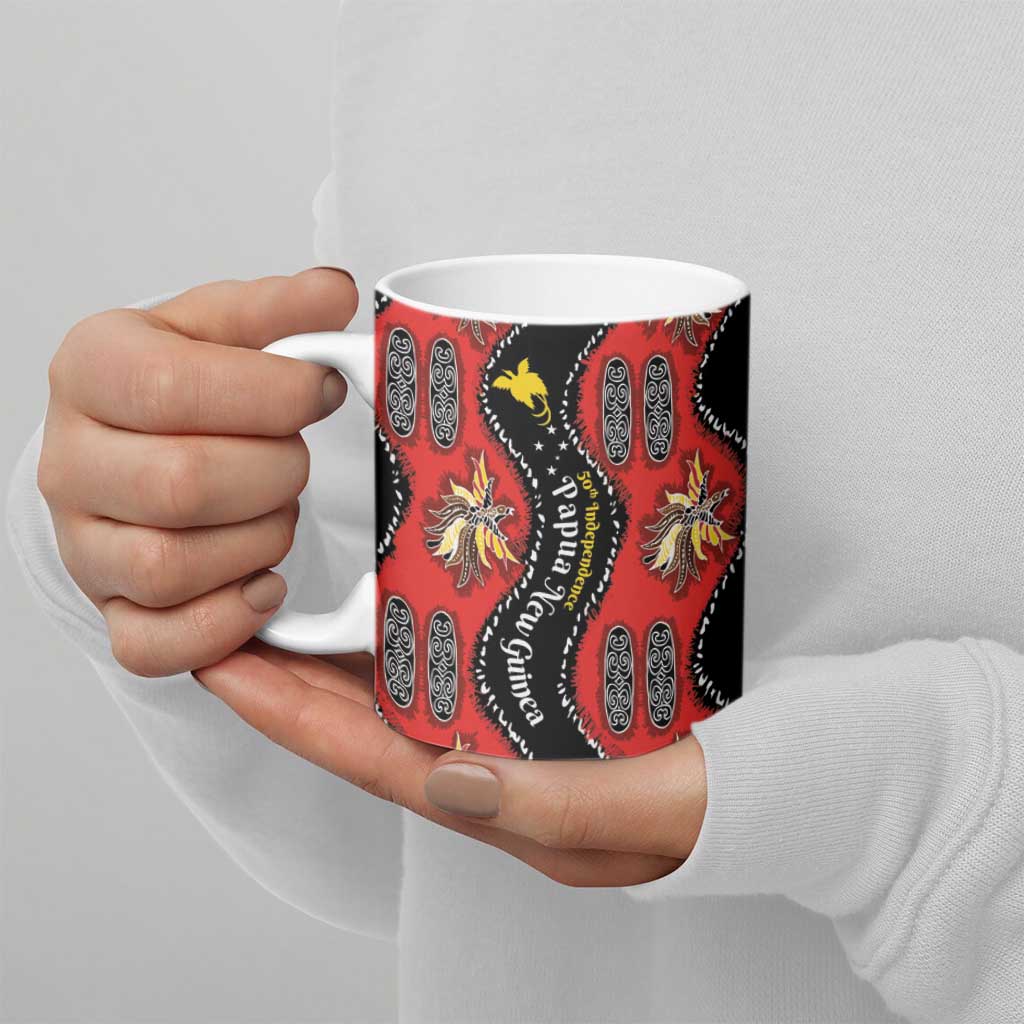 Papua New Guinea 50th Independence Ceramic Mug PNG Batik Pattern - Polynesian Pride