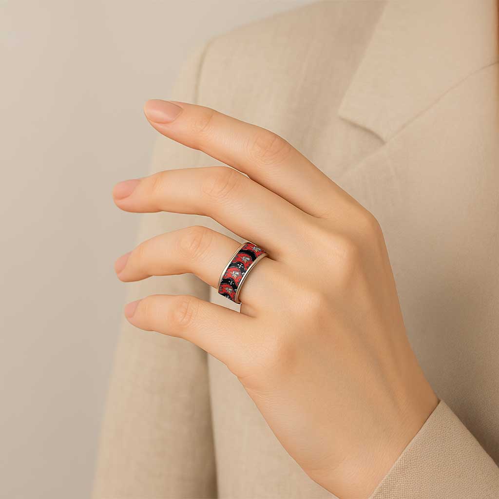 Papua New Guinea 50th Independence Classic Ring PNG Batik Pattern - Polynesian Pride