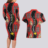 Papua New Guinea 50th Independence Couples Matching Long Sleeve Bodycon Dress and Hawaiian Shirt PNG Batik Pattern LT01 - Polynesian Pride