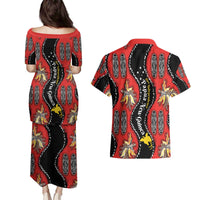 Papua New Guinea 50th Independence Couples Matching Puletasi and Hawaiian Shirt PNG Batik Pattern - Polynesian Pride