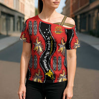 Papua New Guinea 50th Independence Cross Shoulder Shirt PNG Batik Pattern LT01 - Polynesian Pride