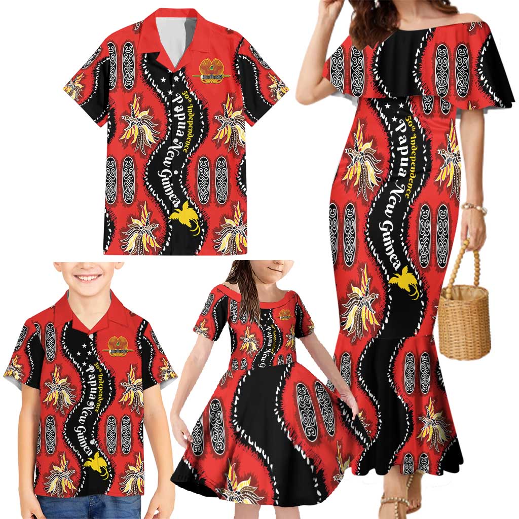 Papua New Guinea 50th Independence Family Matching Mermaid Dress and Hawaiian Shirt PNG Batik Pattern LT01 - Polynesian Pride