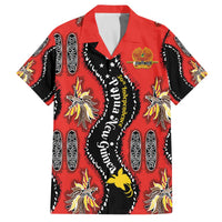 Papua New Guinea 50th Independence Family Matching Off The Shoulder Long Sleeve Dress and Hawaiian Shirt PNG Batik Pattern LT01 Dad's Shirt - Short Sleeve Red - Polynesian Pride
