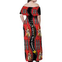 Papua New Guinea 50th Independence Family Matching Off Shoulder Maxi Dress and Hawaiian Shirt PNG Batik Pattern LT01 - Polynesian Pride