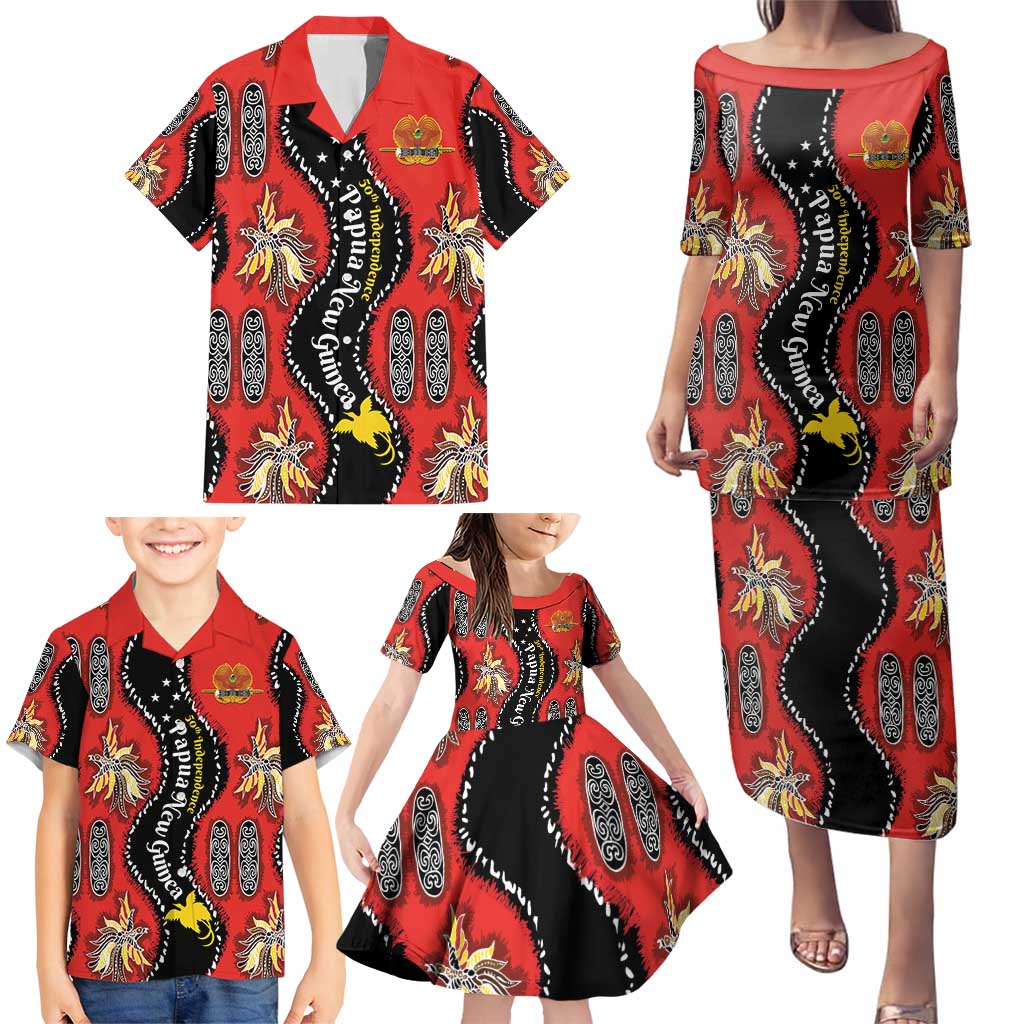 Papua New Guinea 50th Independence Family Matching Puletasi and Hawaiian Shirt PNG Batik Pattern LT01 - Polynesian Pride