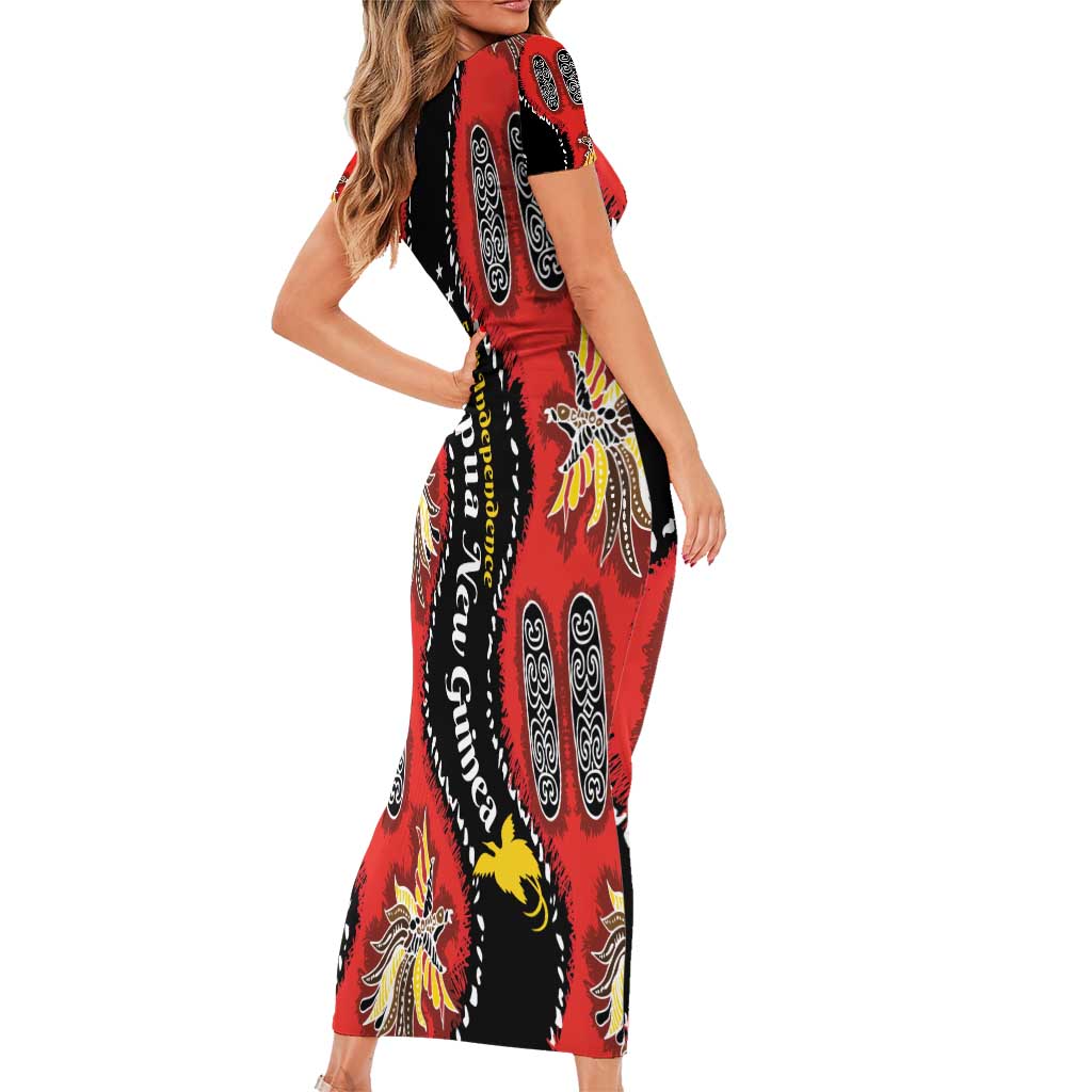 Papua New Guinea 50th Independence Family Matching Short Sleeve Bodycon Dress and Hawaiian Shirt PNG Batik Pattern LT01 - Polynesian Pride