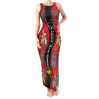 Papua New Guinea 50th Independence Family Matching Tank Maxi Dress and Hawaiian Shirt PNG Batik Pattern LT01 Mom's Dress Red - Polynesian Pride
