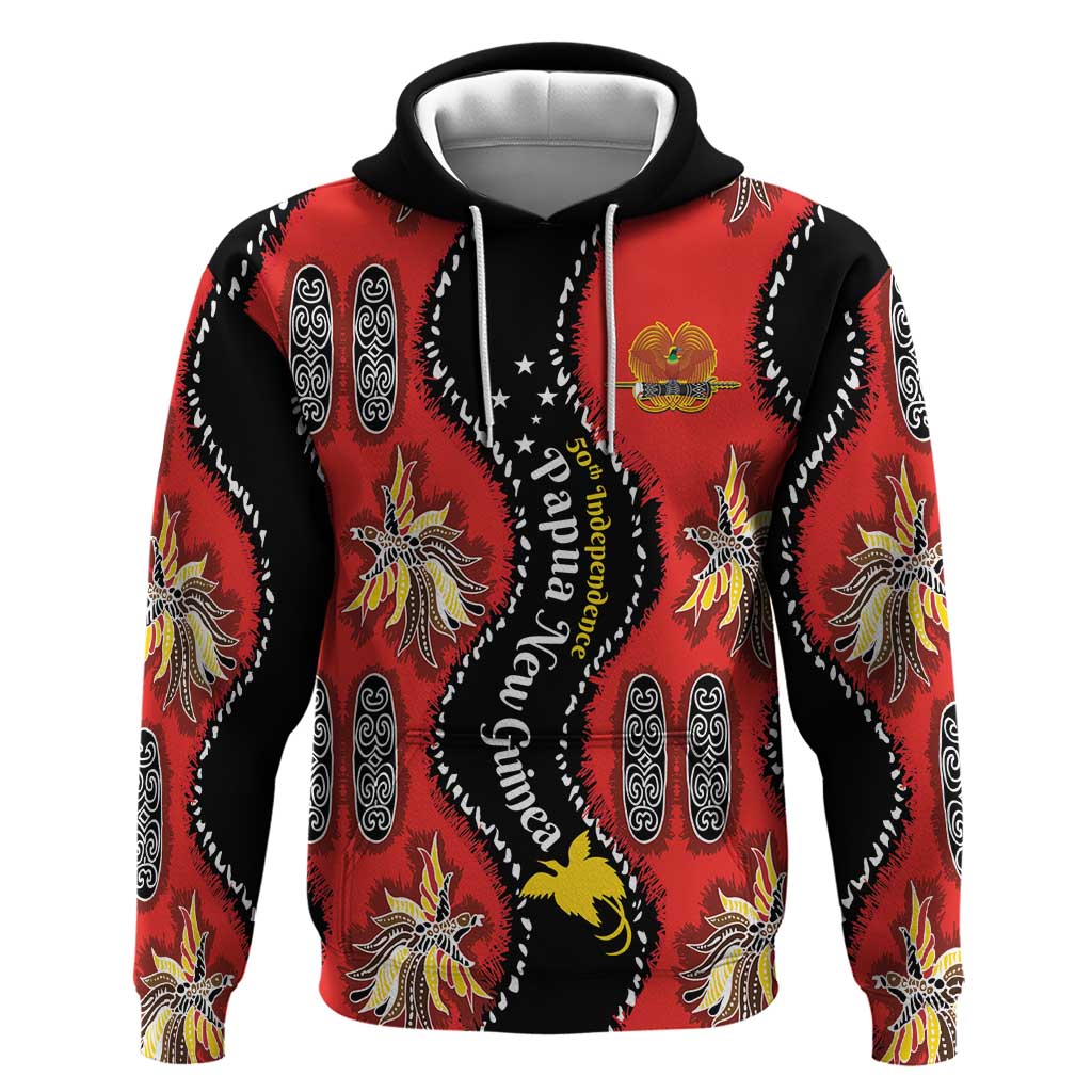 Papua New Guinea 50th Independence Hoodie PNG Batik Pattern LT01 Pullover Hoodie Red - Polynesian Pride