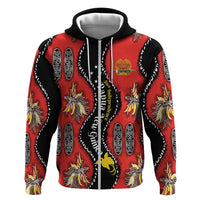 Papua New Guinea 50th Independence Hoodie PNG Batik Pattern LT01 Zip Hoodie Red - Polynesian Pride