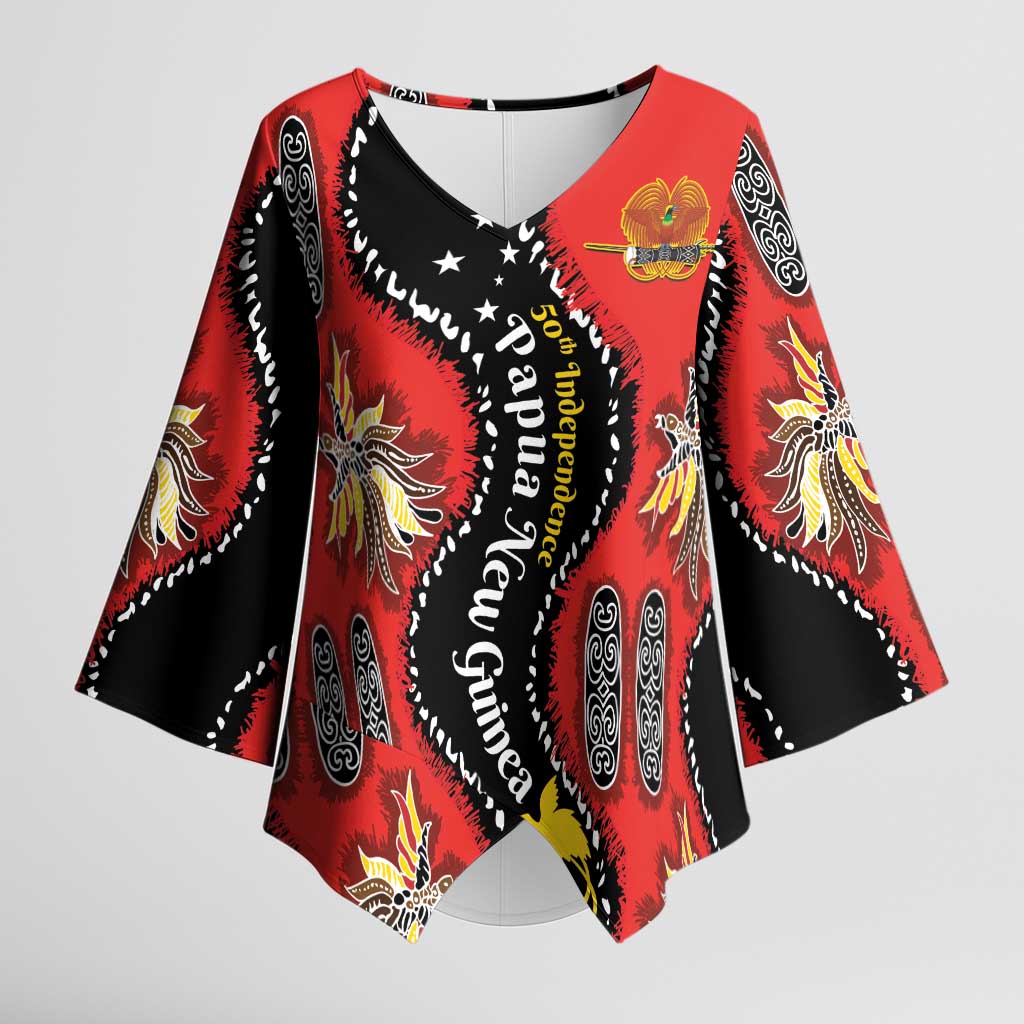 Papua New Guinea 50th Independence Kimono Sleeve Blouse PNG Batik Pattern - Polynesian Pride