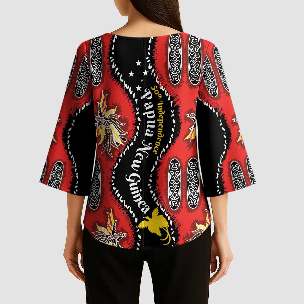 Papua New Guinea 50th Independence Kimono Sleeve Blouse PNG Batik Pattern - Polynesian Pride