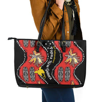 Papua New Guinea 50th Independence Leather Tote Bag PNG Batik Pattern LT01 - Polynesian Pride