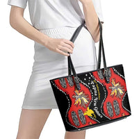 Papua New Guinea 50th Independence Leather Tote Bag PNG Batik Pattern LT01 - Polynesian Pride
